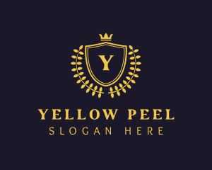 Gold Yellow Wreath Shield logo design