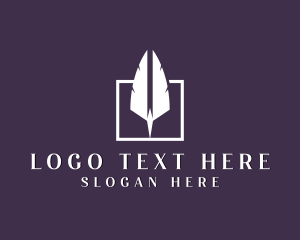 Novel - Stationery Feather Quill Writing logo design