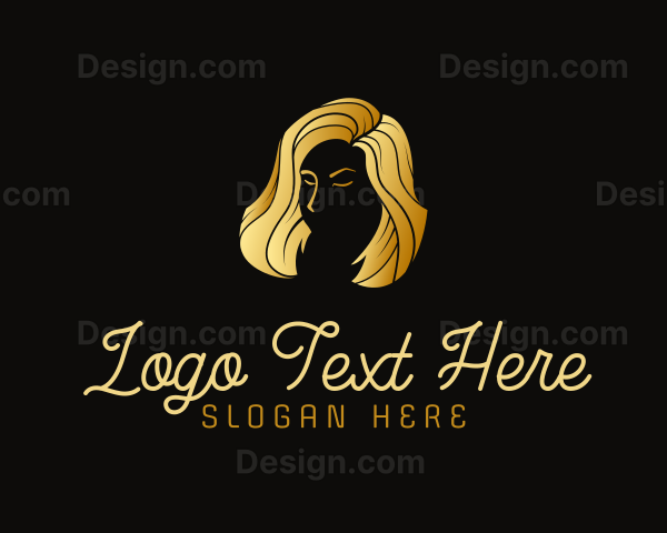 Golden Beauty Hair Stylist Logo