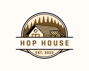 Roofing House Cabin logo design