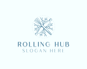 Floral Whisk Rolling Pin logo design