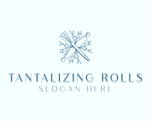 Floral Whisk Rolling Pin logo design