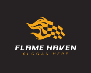 Flaming Flag Racetrack logo design