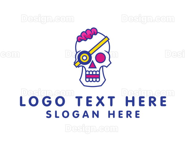 Modern Punk Skull Logo