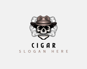 Skull Hat Smoking logo design