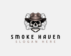 Skull Hat Smoking logo design