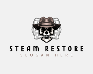 Skull Hat Smoking logo design