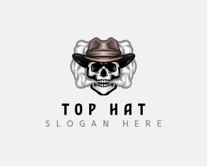 Skull Hat Smoking logo design