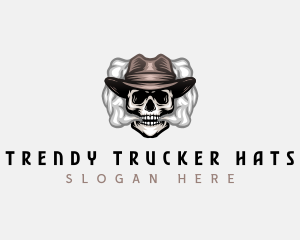 Skull Hat Smoking logo design