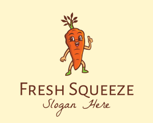 Organic Carrot Cartoon logo design