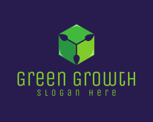 Green Leaf Cube logo design