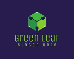 Green Leaf Cube logo design