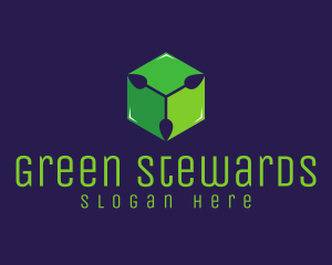 Green Leaf Cube logo design