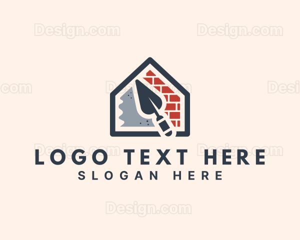 Brick Cement House Construction Logo