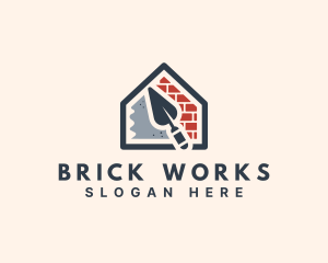 Brick Cement House Construction logo design