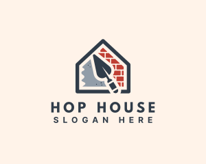 Brick Cement House Construction logo design