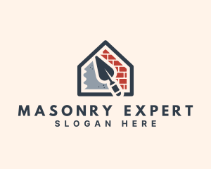 Brick Cement House Construction logo design