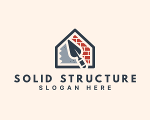 Brick Cement House Construction logo design