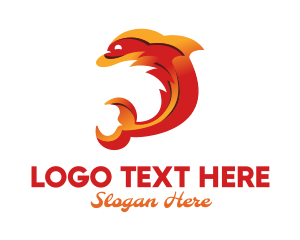 Orange Flame Dolphin logo design