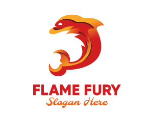 Orange Flame Dolphin logo design