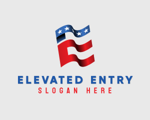 American Patriot Letter E logo design