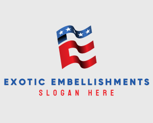 American Patriot Letter E logo design