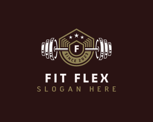 Gym Fitness Barbel logo design