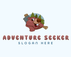 Squirrel Camping Adventure logo design