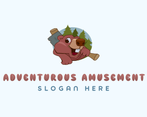 Squirrel Camping Adventure logo design