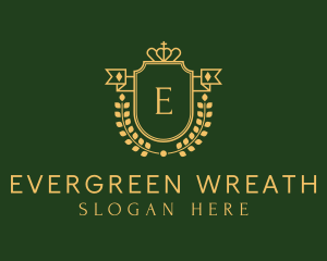 Crown Shield Wreath logo design