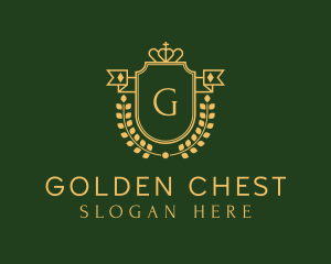 Crown Shield Wreath logo design