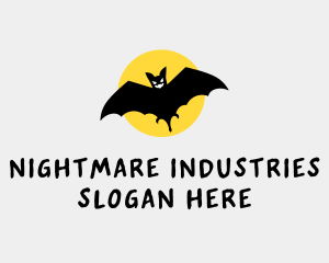 Halloween Moon Bat logo design