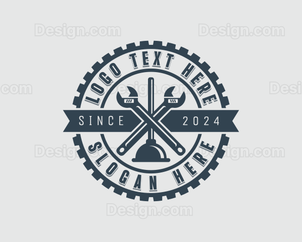 Plunger Wrench Plumbing Logo