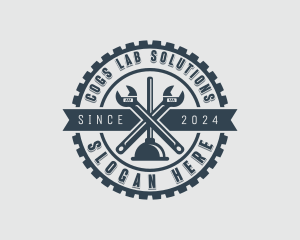 Plunger Wrench Plumbing logo design