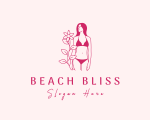 Floral Pink Lingerie Woman logo design