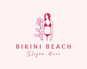 Floral Pink Lingerie Woman logo design