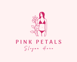 Floral Pink Lingerie Woman logo design