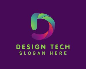 Gradient Tech Letter D logo design