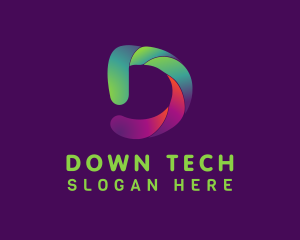 Gradient Tech Letter D logo design