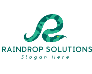 Green Snake Letter R logo design