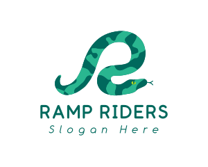 Green Snake Letter R logo design