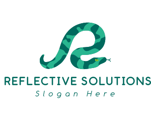 Green Snake Letter R logo design