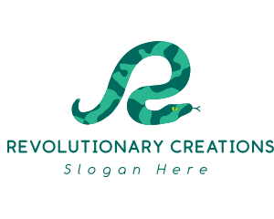 Green Snake Letter R logo design