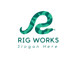 Green Snake Letter R logo design