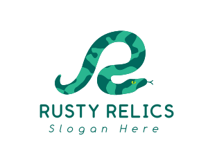 Green Snake Letter R logo design