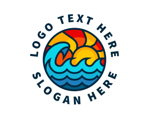 Sunny Beach Ocean Wave Logo