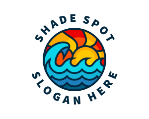 Sunny Beach Ocean Wave logo design