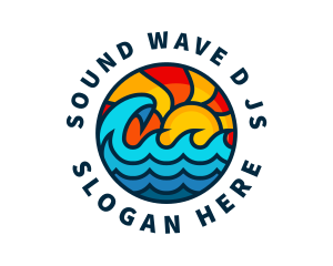 Sunny Beach Ocean Wave logo design