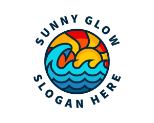 Sunny Beach Ocean Wave logo design