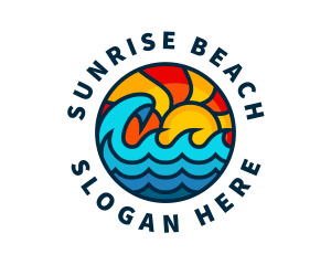 Sunny Beach Ocean Wave logo design